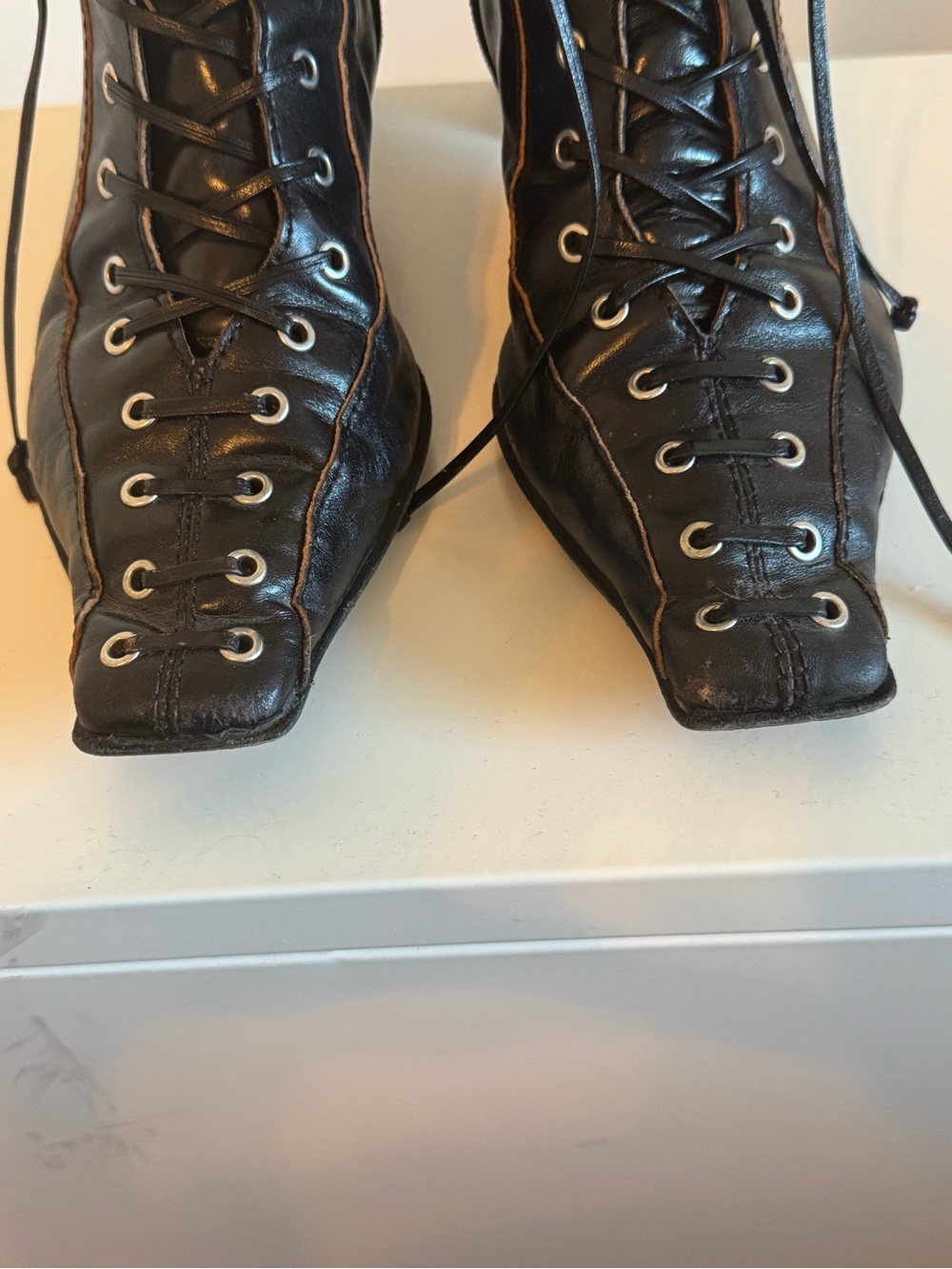 Miista Emile Black Leather Grommet Lace-Up Women's Boots 38 - Picture 8 of 11